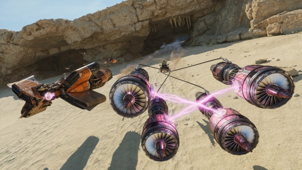 STAR WARS: Galactic Racer – Podracer rasen durch eine Felsenschlucht