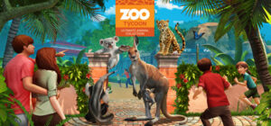 Zoo Tycoon: Ultimate Animal Collection – offizielles Steam-Key-Art mit Zoobesuchern und Tieren