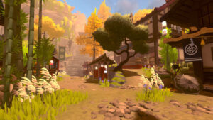 Sakura Peak – offizieller Nintendo-Screenshot eines Weges durch ein idyllisches japanisches Dorf