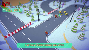 Go Kart Island: Winterliche Kartstrecke mit Tierfahrern im Eliminierungsrennen