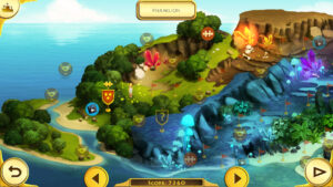 12 Labours of Hercules III: Girl Power – offizielle Steam-Levelkarte mit Wald, Felsplateau, Trophäen und Puzzleteilen