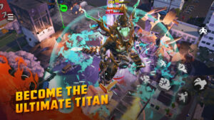 GigaBash Mobile – offizieller Screenshot des Titanen-Kampfes