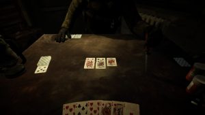Deckline – offizielles Steam-Spielmotiv, düsterer Bunkertisch mit Durak-Karten