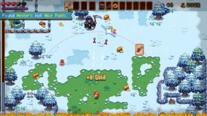 Death by Scrolling – Gameplay-Szene im verschneiten Fegefeuer