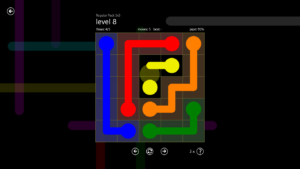 Flow Free – offizieller Microsoft Store Gameplay-Screenshot, farbige Rohrverbindungen