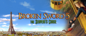 Broken Sword 5 – offizielles Revolution-Software-Banner mit Pariser Szenerie