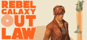 Rebel Galaxy Outlaw – offizielles Steam-Motiv mit Juno Markev und Schriftzug