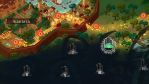 Mystic Pillars X Kantara – offizieller Google-Play-Screenshot der Kantara-Karte und der magischen Säulen