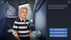 Hoosegow: Prison Survival – offizielles Gameplay mit Gefängniszelle und Antwortoptionen