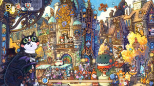 Stray of Lostcat – offizieller Nintendo-Switch-Screenshot der handgezeichneten Katzenstadt