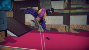 SkateBIRD – offizieller Glass Bottom Games Screenshot mit skatendem Vogel im Mini-Skatepark