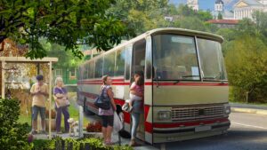 Bus Driver Simulator Countryside – offizieller PlayStation-Screenshot mit Bus in der Landschaft