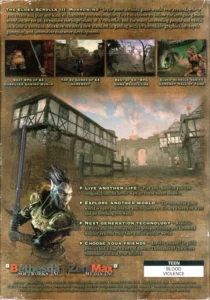 The Elder Scrolls III Morrowind – originale Bethesda-Box-Rueckseite mit Spielszenen