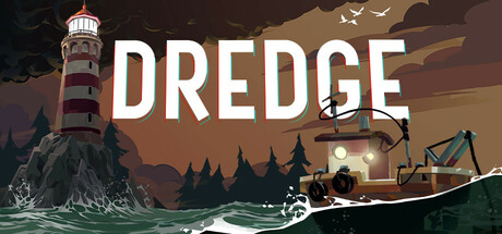 DREDGE – offizielles Steam-Keyart mit Fischerboot und Leuchtturm