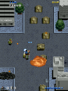 Arcade Archives THUNDERCADE: offizieller Screenshot mit bewaffnetem Motorrad
