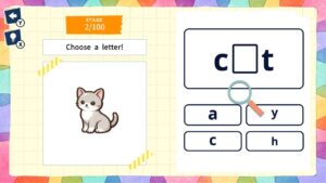 English Basics – offizielles Nintendo-Screenshot eines Vokabel-Lückentextes