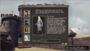 Avadon: The Black Fortress – offizieller Steam-Screenshot der Charakterauswahl und Spieloberfläche