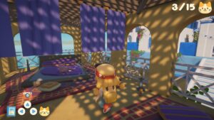 SnapCat: Mia's Cozy Adventure – Gameplay-Aufnahme mit Katzenzähler auf Nintendo Switch