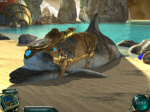 Empress of the Deep 2 – Delfin mit technischer Ausrüstung am Strand, Steam-Screenshot