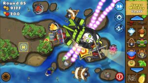 Bloons TD 5 – offizieller Google-Play-Screenshot, Affentürme und Bloon-Abwehr