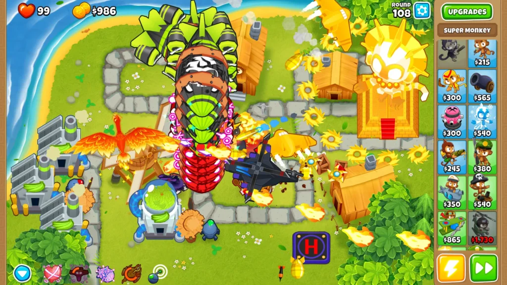 One of the maps in Bloons TD 6