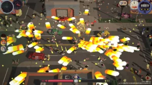 Pixelgrafik aus Deadly Days: Roadtrip mit einem Ausschnitt aus der zombieverseuchten Spielwelt