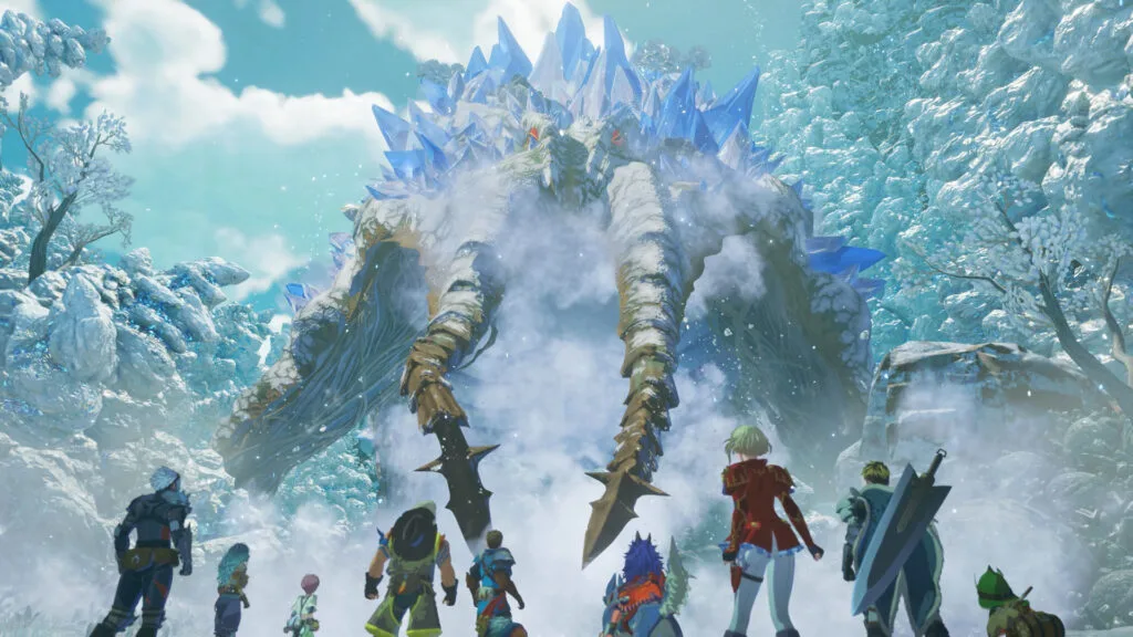 Large monster in a snowy landscape.