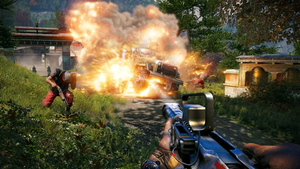 Explosion in the Kyrat game world from Far Cry 4