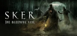 Das offizielle Motiv zu Sker: The Bleeding Veil zeigt maskierte Gestalten in einem dunklen Gang.