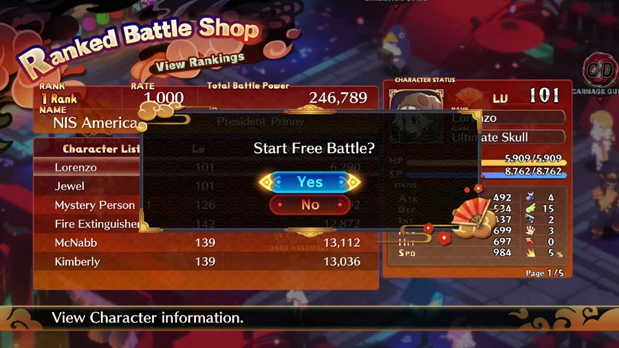 Overview of online ranked battles in Disgaea 7.