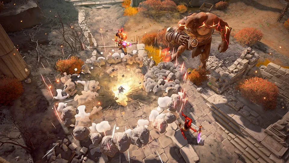 A combat scene against a Cyclops from The Lost Gods.