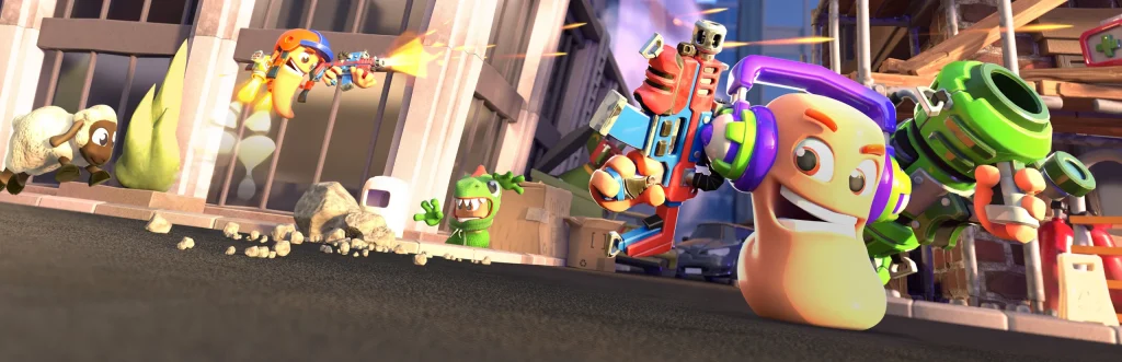 Worms Rumble: Würmer im Gefecht in einer bunten Arena
