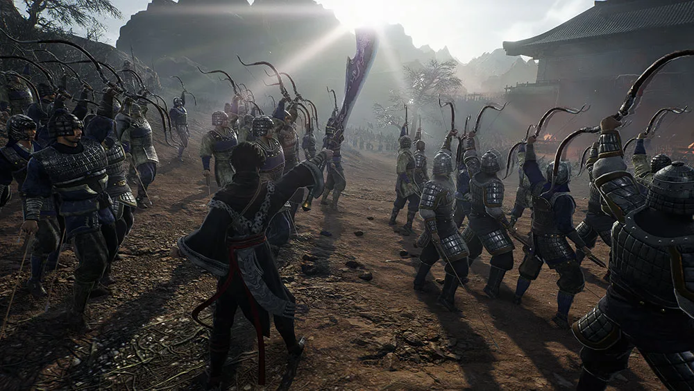 Schlachtfeld aus DYNASTY WARRIORS: ORIGINS mit kämpfenden Einheiten