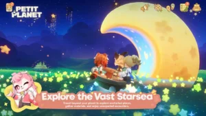 Spielszene aus Petit Planet mit gestaltbarer Planetenlandschaft.